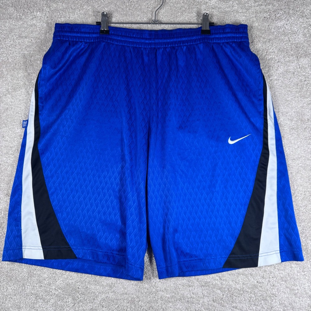 Nike Basketball Shorts Mens Large Blue Black White Geometric Pattern Swoosh Logo